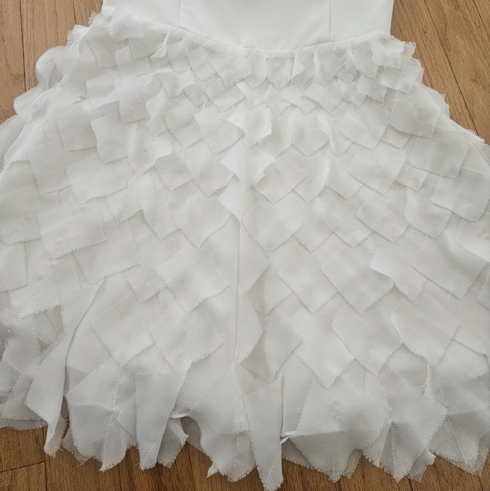 White House Black Market Boned White Strapless Ruffle Mini Dress - Picture 2 of 4